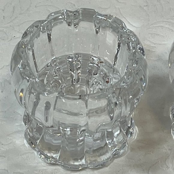DePlomb Lead Crystal 2" Tea Light/Taper Candle Holders Set of 2 - Picture 2 of 8
